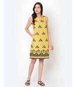 Women Yellow Ikat Print Dress