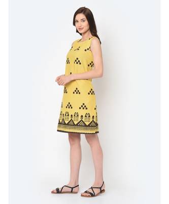 Women Yellow Ikat Print Dress 4