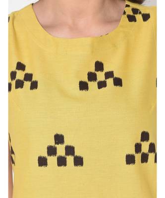 Women Yellow Ikat Print Dress 7