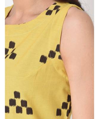 Women Yellow Ikat Print Dress 8