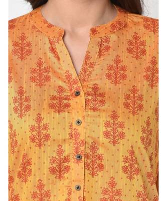 Women Yellow Floral Straight Kurta 7