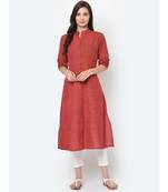 Rust Pure Cotton A Line Kurta