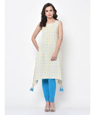 Women Solid A Line Asymmetric Kurta 1