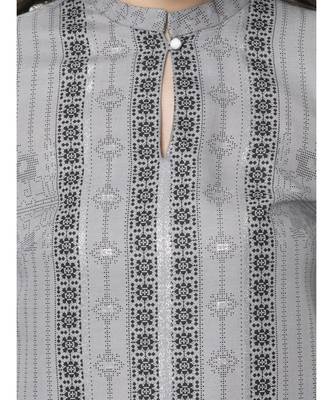Women Grey & Black printed Straight Kurta 8
