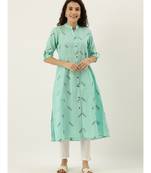 Green Cotton Flavido Women's Kurta