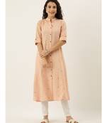 Peach Cotton Flavido Women's Kurta