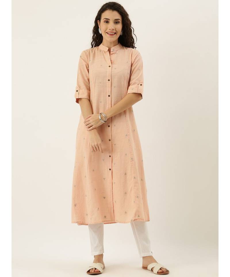 Peach Cotton Flavido Women's Kurta