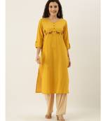 Yellow Cotton Flavido Women's Kurta