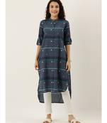 Navy Cotton Flavido Women's Kurta