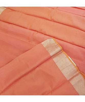 Peach handloom pure muga silk saree 3
