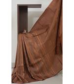 Brown pure tussar silk saree