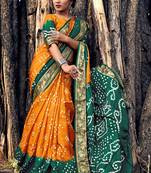Dark Yellow Designer Bandhani saree with blouse