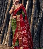 Dark Green Designer Bandhani saree with blouse