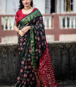 Dark Green Designer Bandhani saree with blouse