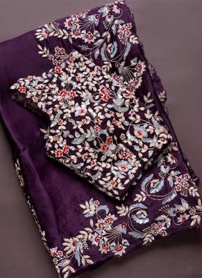 Wine Designer Organza saree with blouses 2