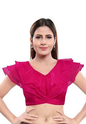 Women's Pink Silk Blend Readymade Saree Blouse 1