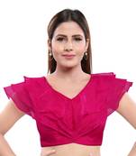Women's Pink Silk Blend Readymade Saree Blouse