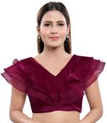 Women's Wine Silk Blend Readymade Saree Blouse