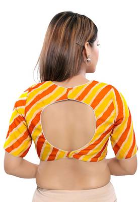 Women's Mustard Silk Blend Readymade Saree Blouse 2