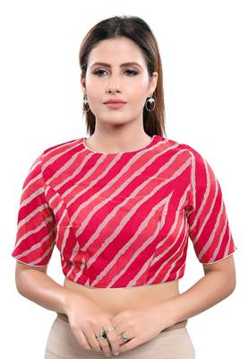 Women's Pink Silk Blend Readymade Saree Blouse 1