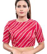 Women's Pink Silk Blend Readymade Saree Blouse