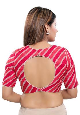 Women's Pink Silk Blend Readymade Saree Blouse 2