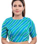 Women's Sky Blue Silk Blend Readymade Saree Blouse