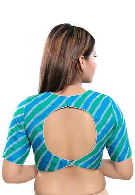 Women's Sky Blue Silk Blend Readymade Saree Blouse 2
