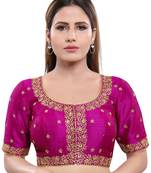 Women's Magenta Art Silk Readymade Saree Blouse