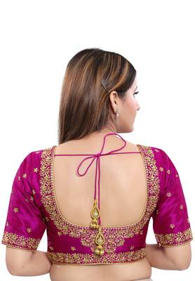 Women's Magenta Art Silk Readymade Saree Blouse 2