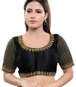 Women's Black Art Silk Readymade Saree Blouse