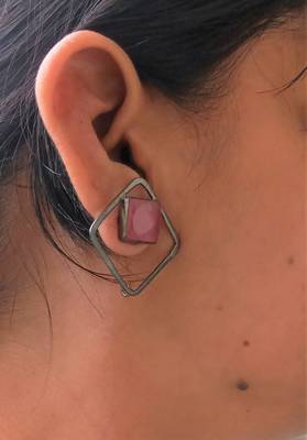 RozMili Handcrafted Oxidized silver Brass Metal stud earrings for women & Girls 3