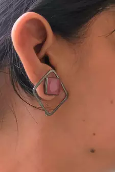 RozMili Handcrafted Oxidized silver Brass Metal stud earrings for women & Girls