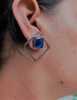 RozMili Indian  Handcrafted Silver Oxidized  finish Brass metal Jaipuri   Drop Earring for women & Girls 3