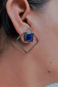 RozMili Indian  Handcrafted Silver Oxidized  finish Brass metal Jaipuri   Drop Earring for women & Girls