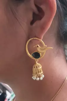 Indian traditional Handcrafted Gold Plated Brass metal Jaipuri Monalisa stone  Ethnic Stud Earring for women & Girls
