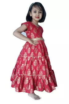 Red 100%, pure cotton Maxi,Dress Gown by Anitabalia_label.Purse free