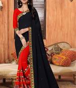 black embroidered georgette saree with blouse