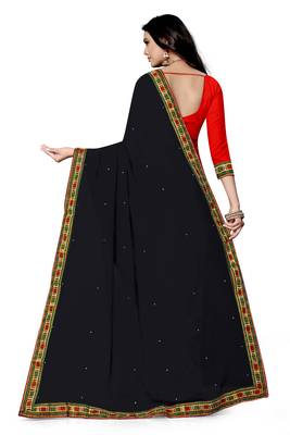 black embroidered georgette saree with blouse 4