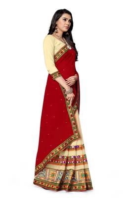 maroon embroidered georgette saree with blouse 3