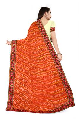 orange embroidered georgette saree with blouse 4
