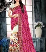 pink embroidered georgette saree with blouse