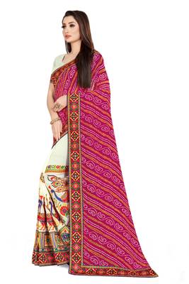 pink embroidered georgette saree with blouse 2