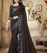 grey embroidered georgette saree with blouse
