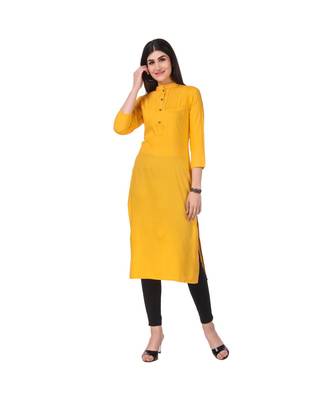 YELLOW RAYON kurti 3