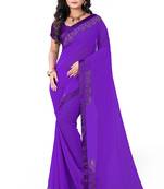 purple printed georgette saree with blouse