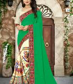 green embroidered georgette saree with blouse