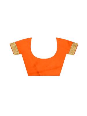 orange embroidered silk saree with blouse 5