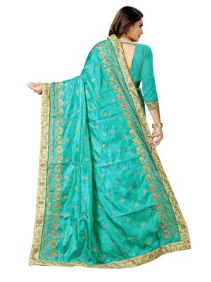 blue embroidered silk saree with blouse 4