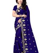 blue embroidered silk saree with blouse